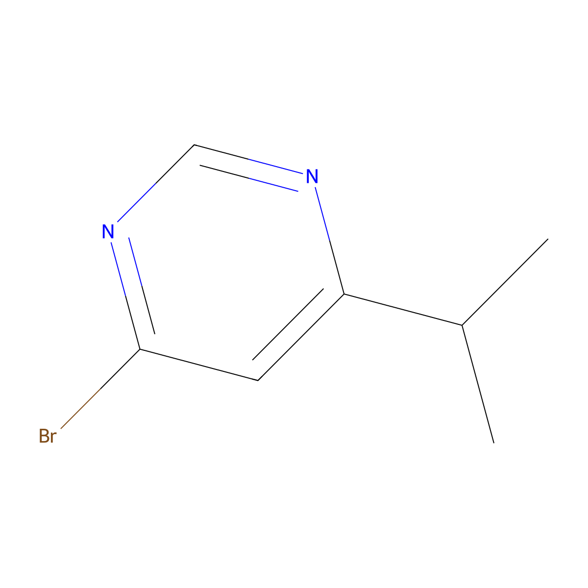 4-Bromo-6-(propan-2-yl)pyrimidine molecular structure, CAS 1086382-09-3