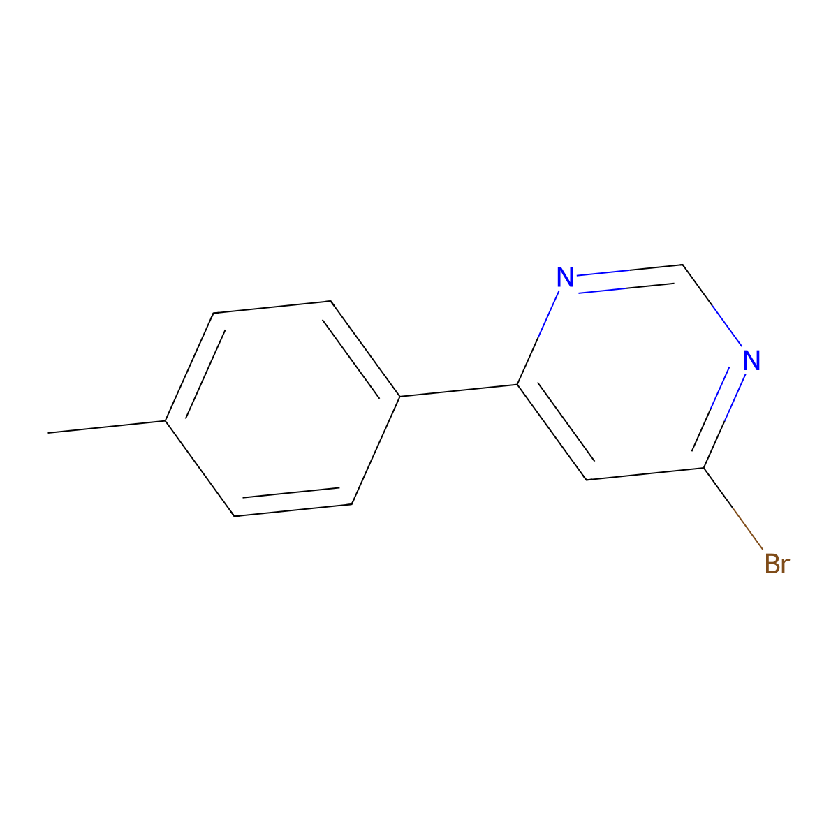 4-Bromo-6-(p-tolyl)pyrimidine molecular structure, CAS 1086382-21-9