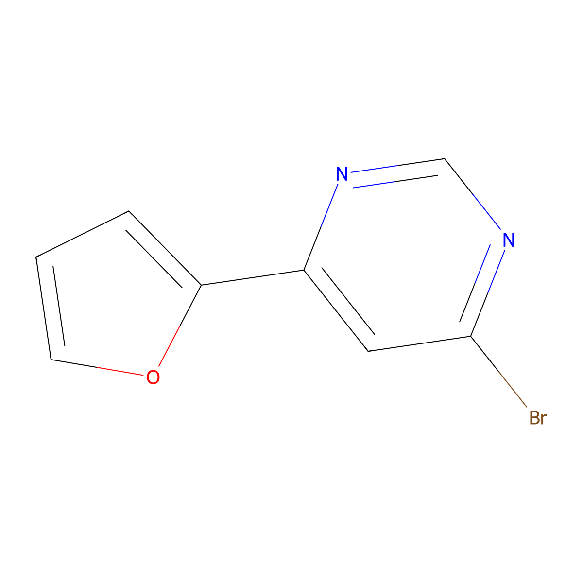 4-Bromo-6-(furan-2-yl)pyrimidine molecular structure, CAS 1086382-27-5