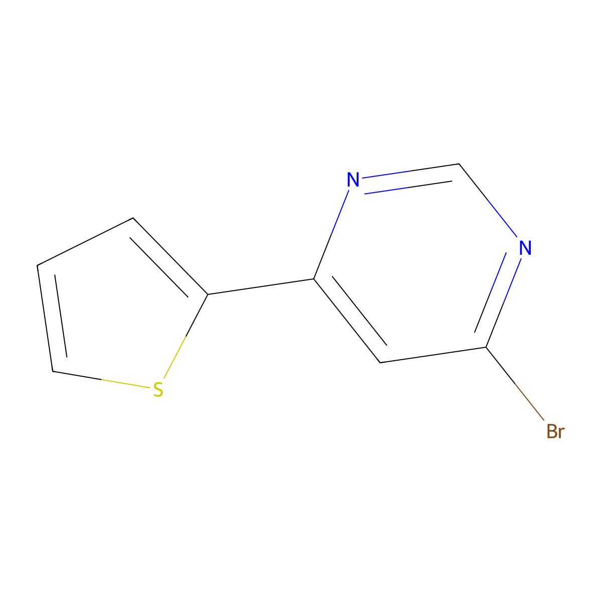 4-Bromo-6-(thiophen-2-yl)pyrimidine molecular structure, CAS 1086382-29-7