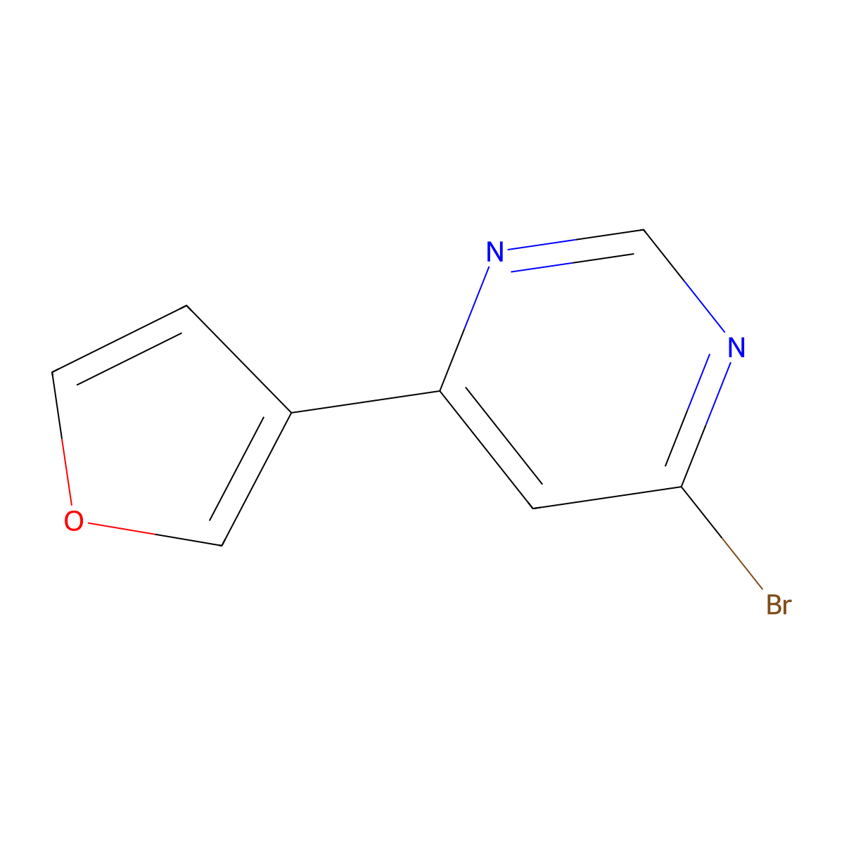 4-Bromo-6-(furan-3-yl)pyrimidine molecular structure, CAS 1086382-31-1