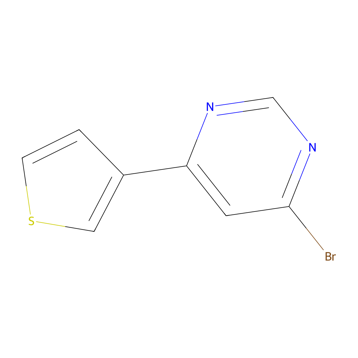4-Bromo-6-(thiophen-3-yl)pyrimidine molecular structure, CAS 1086382-34-4