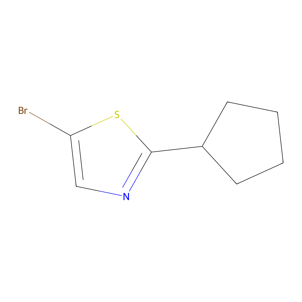 Thiazole, 5-bromo-2-cyclopentyl- molecular structure, CAS 1086382-52-6
