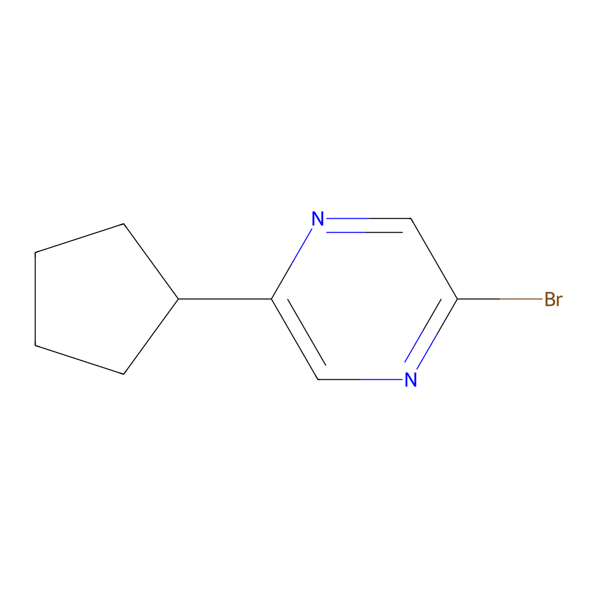 2-Bromo-5-(cyclopentyl)pyrazine molecular structure, CAS 1086382-82-2