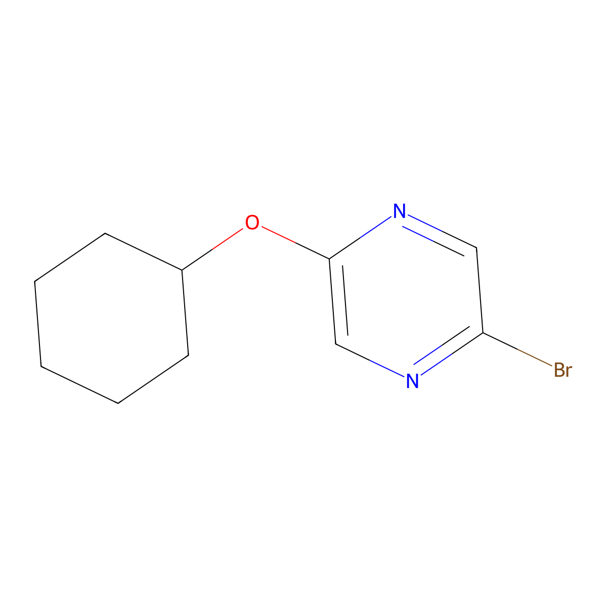 2-Bromo-5-(cyclohexyloxy)pyrazine molecular structure, CAS 1086382-88-8