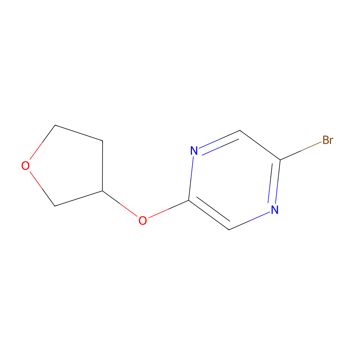 2-Bromo-5-(tetrahydro-furan-3-yloxy)pyrazine molecular structure, CAS 1086382-90-2