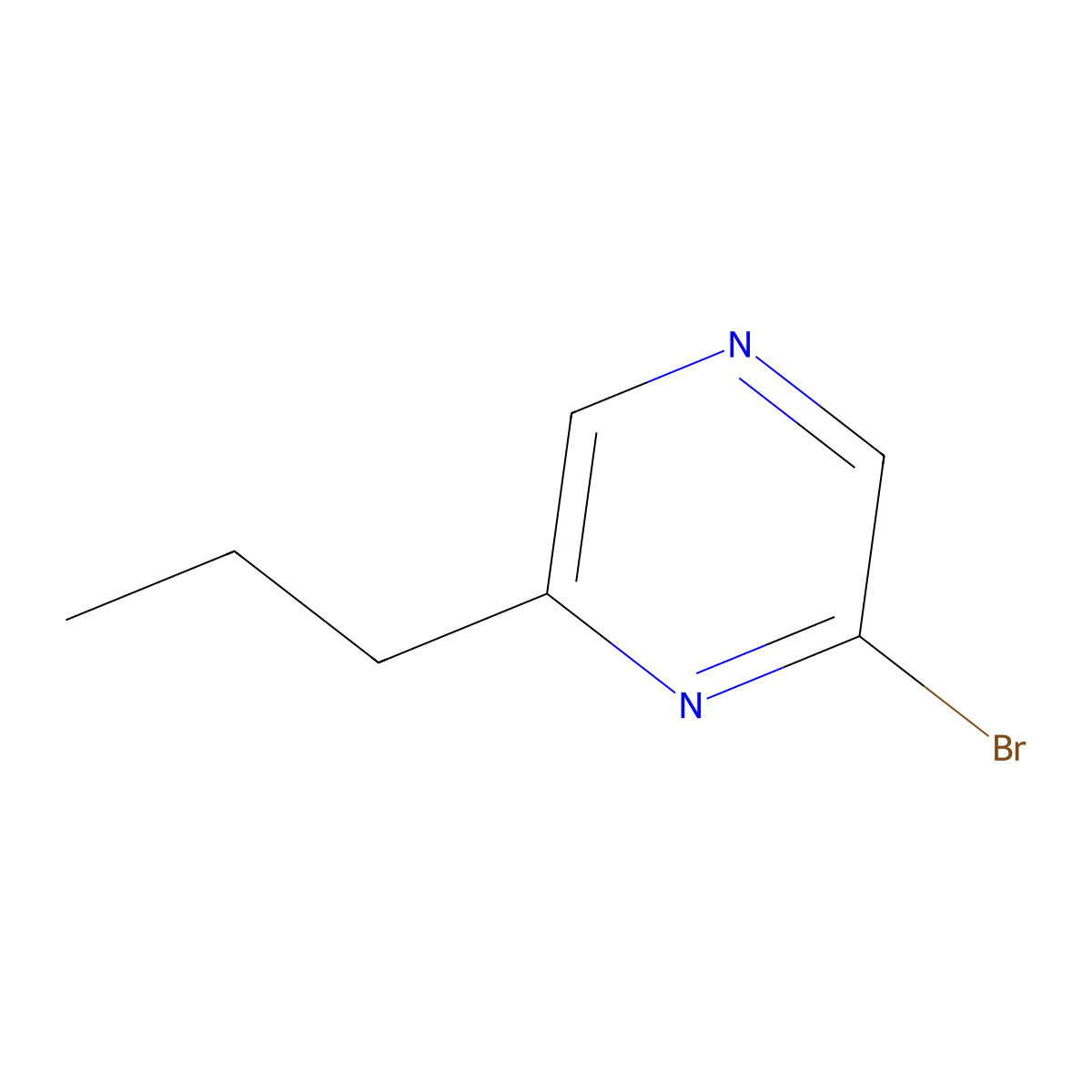 Pyrazine, 2-bromo-6-propyl- molecular structure, CAS 1086382-96-8