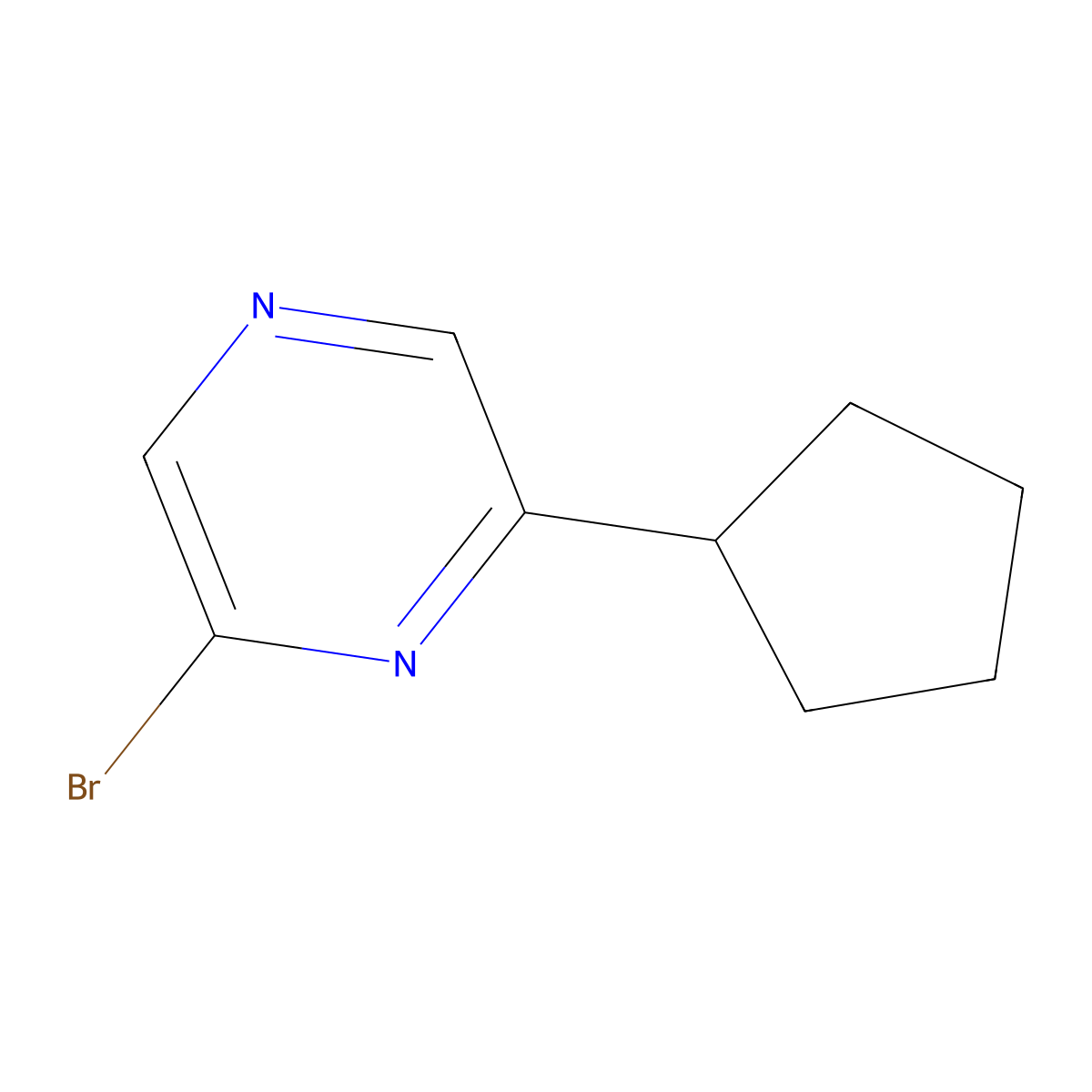 2-Bromo-6-(cyclopentyl)pyrazine molecular structure, CAS 1086383-02-9