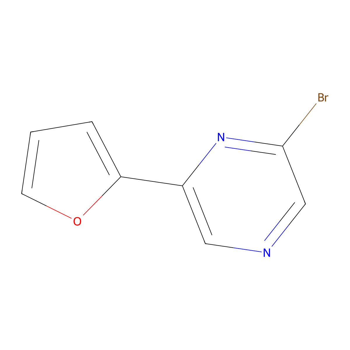 2-Bromo-6-(2-furyl)pyrazine molecular structure, CAS 1086383-10-9