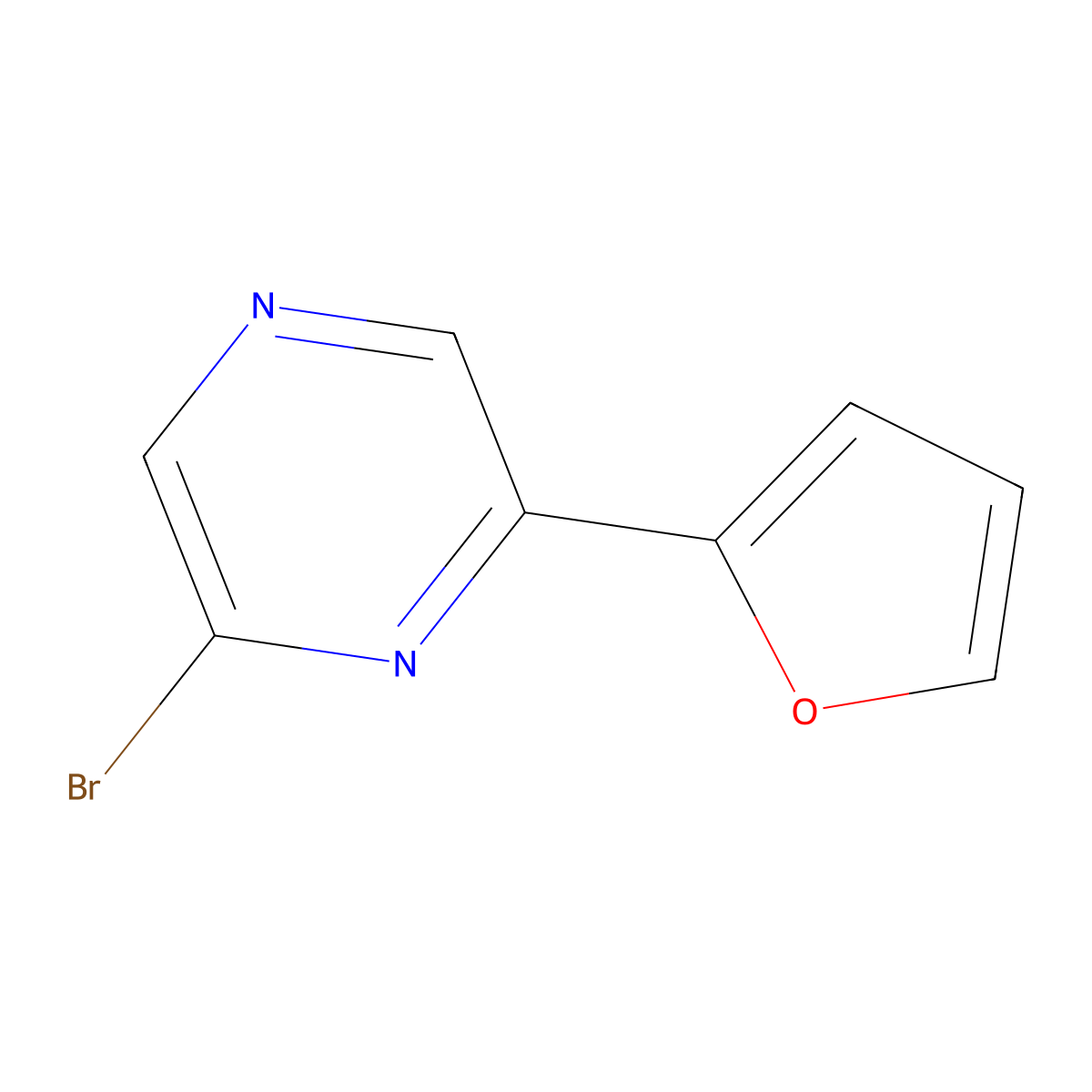 2-Bromo-6-(2-furyl)pyrazine molecular structure, CAS 1086383-10-9