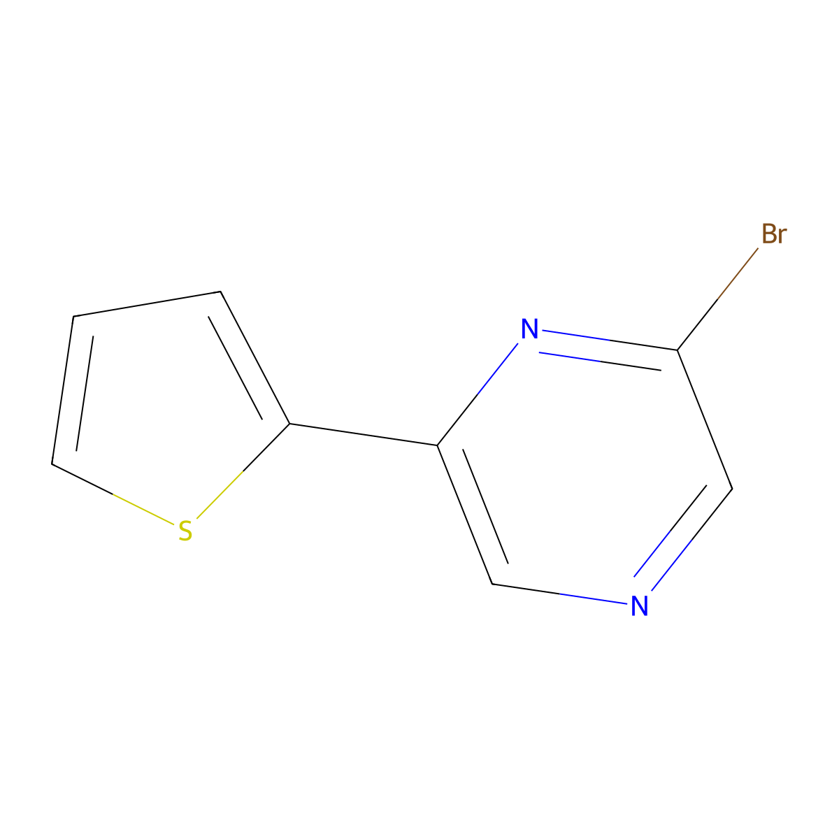 2-Bromo-6-(2-thienyl)pyrazine molecular structure, CAS 1086383-12-1