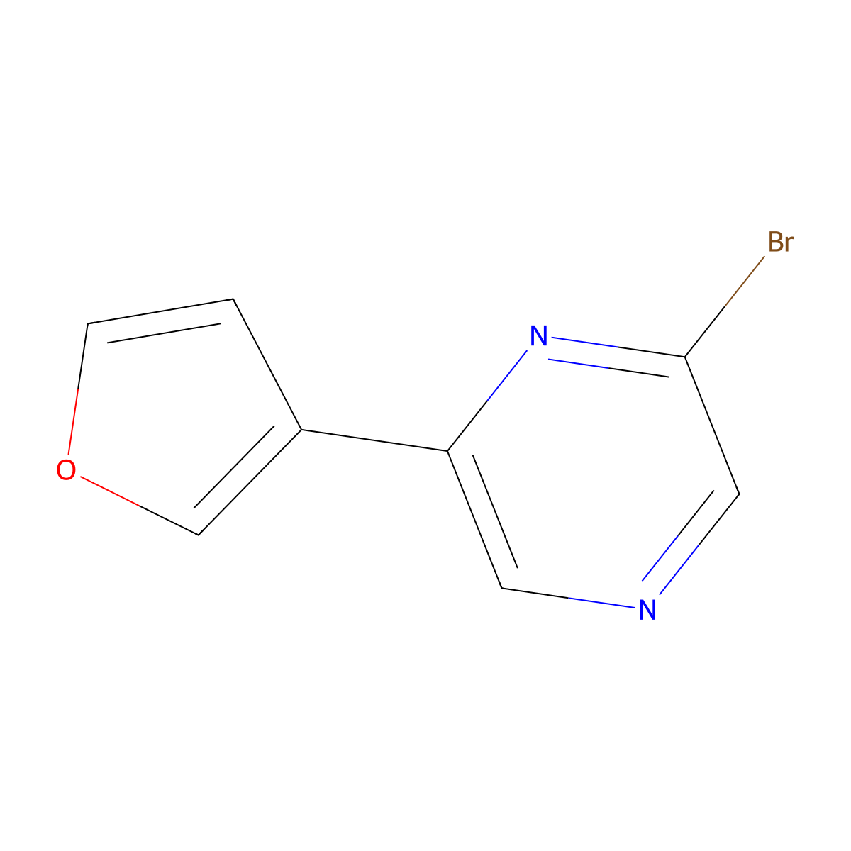 2-Bromo-6-(3-furan)pyrazine molecular structure, CAS 1086383-14-3