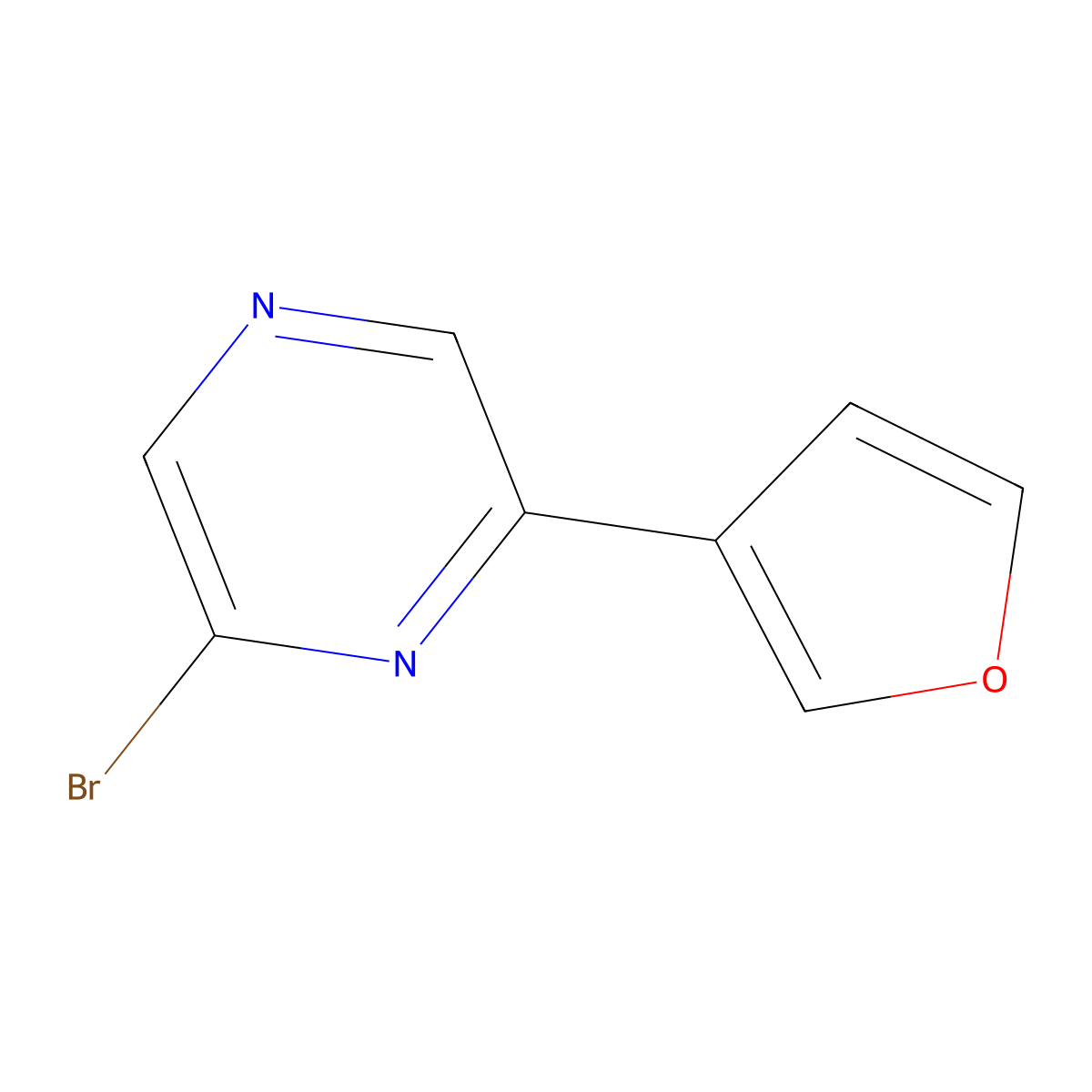 2-Bromo-6-(3-furan)pyrazine molecular structure, CAS 1086383-14-3