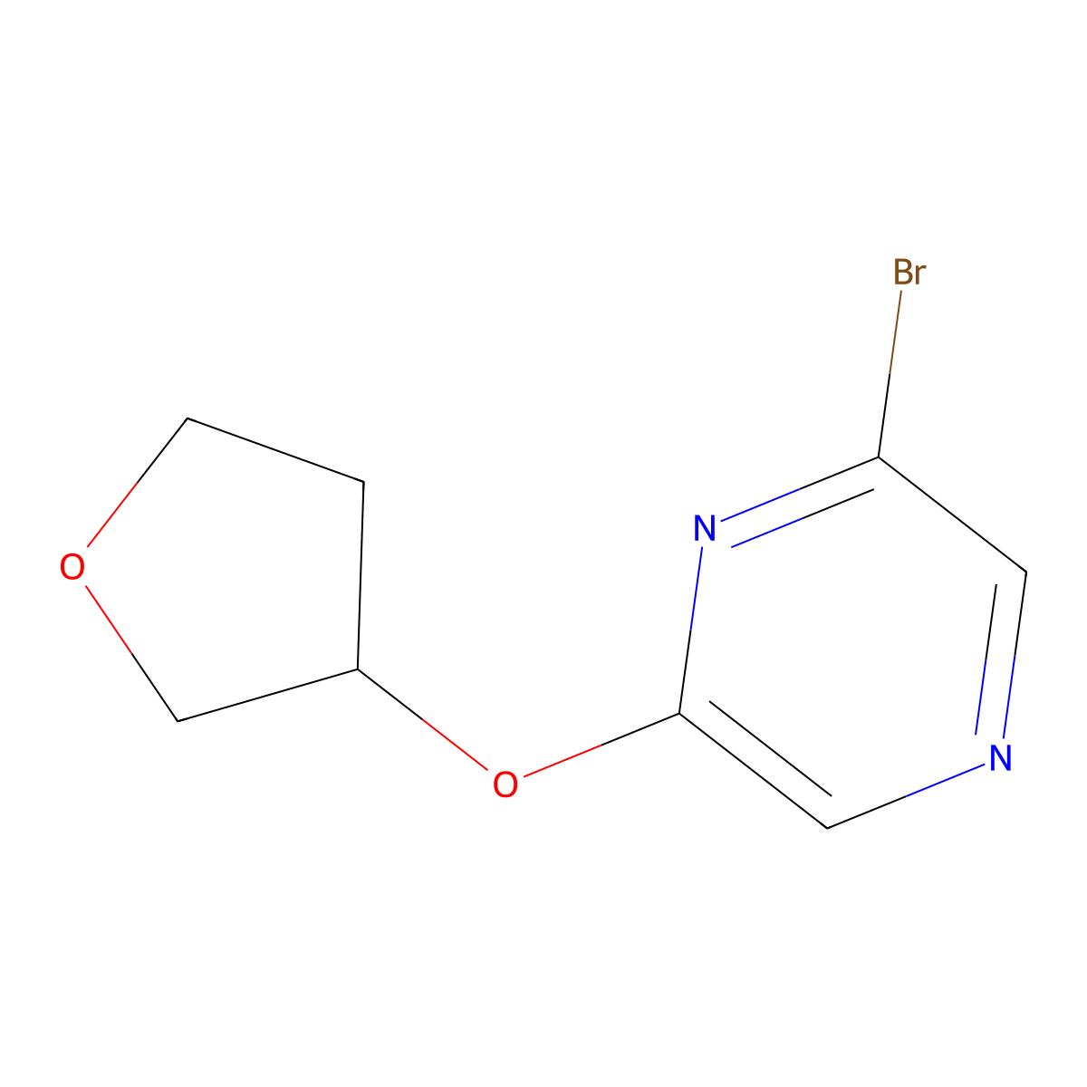 2-Bromo-6-((tetrahydrofuran-3-yl)oxy)pyrazine molecular structure, CAS 1086383-20-1