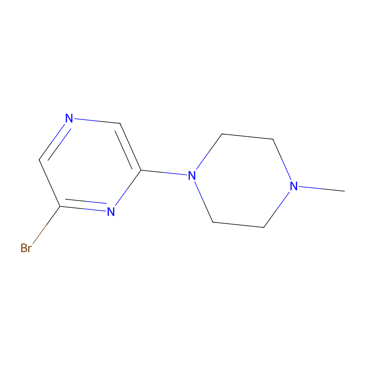 2-Bromo-6-(4-methylpiperazin-1-yl)pyrazine molecular structure, CAS 1086383-26-7