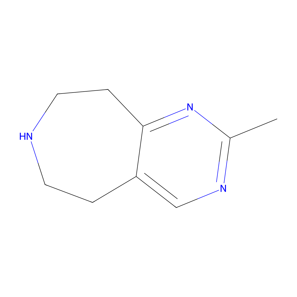 2-Methyl-5H,6H,7H,8H,9H-pyrimido[4,5-d]azepine molecular structure, CAS 1086385-10-5