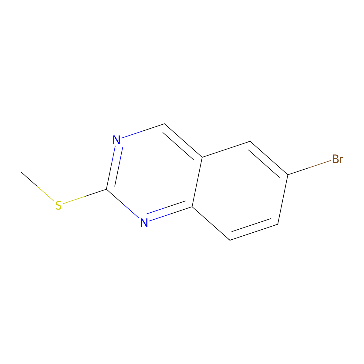 6-Bromo-2-(methylsulfanyl)quinazoline molecular structure, CAS 1086385-16-1