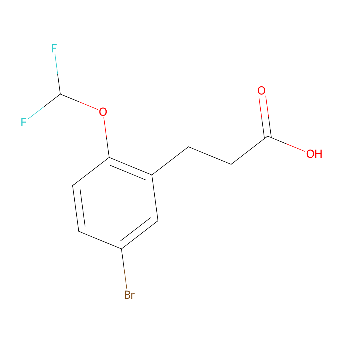 3-[5-Bromo-2-(difluoromethoxy)phenyl]propanoic acid molecular structure, CAS 1086386-07-3