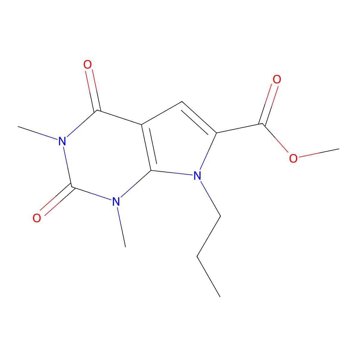 methyl 1,3-dimethyl-2,4-dioxo-7-propyl-2,3,4,7-tetrahydro-1H-pyrrolo[2,3-d]pyrimidine-6-carboxylate molecular structure, CAS 1086386-30-2