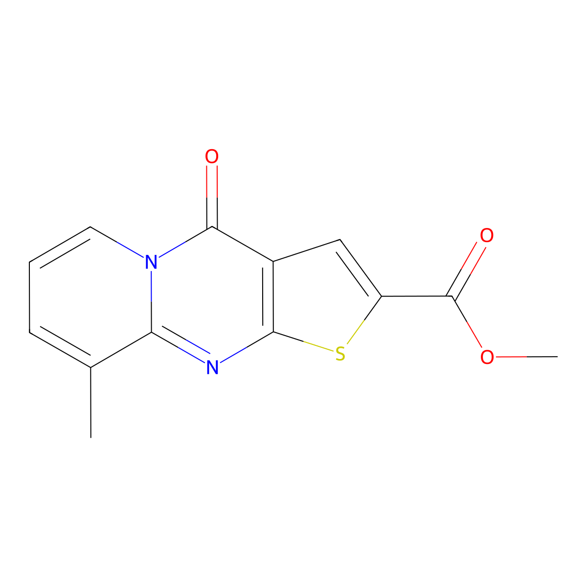 methyl 9-methyl-4-oxo-4H-pyrido[1,2-a]thieno[2,3-d]pyrimidine-2-carboxylate molecular structure, CAS 1086386-55-1