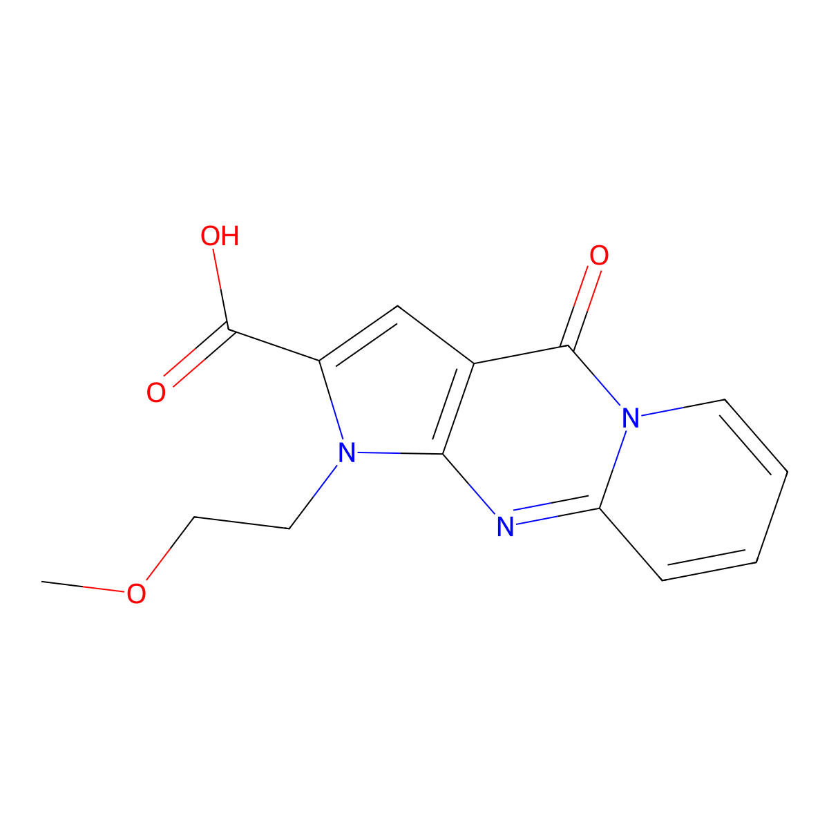 1-(2-Methoxyethyl)-4-oxo-1,4-dihydropyrido[1,2-a]pyrrolo[2,3-d]pyrimidine-2-carboxylic acid molecular structure, CAS 1086386-71-1