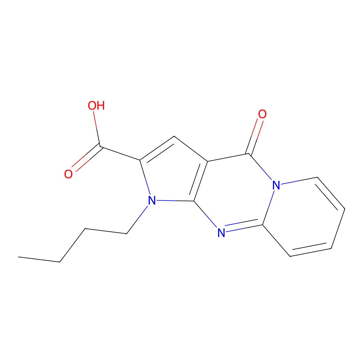 1-Butyl-4-oxo-1,4-dihydropyrido[1,2-a]pyrrolo[2,3-d]pyrimidine-2-carboxylic acid molecular structure, CAS 1086386-75-5