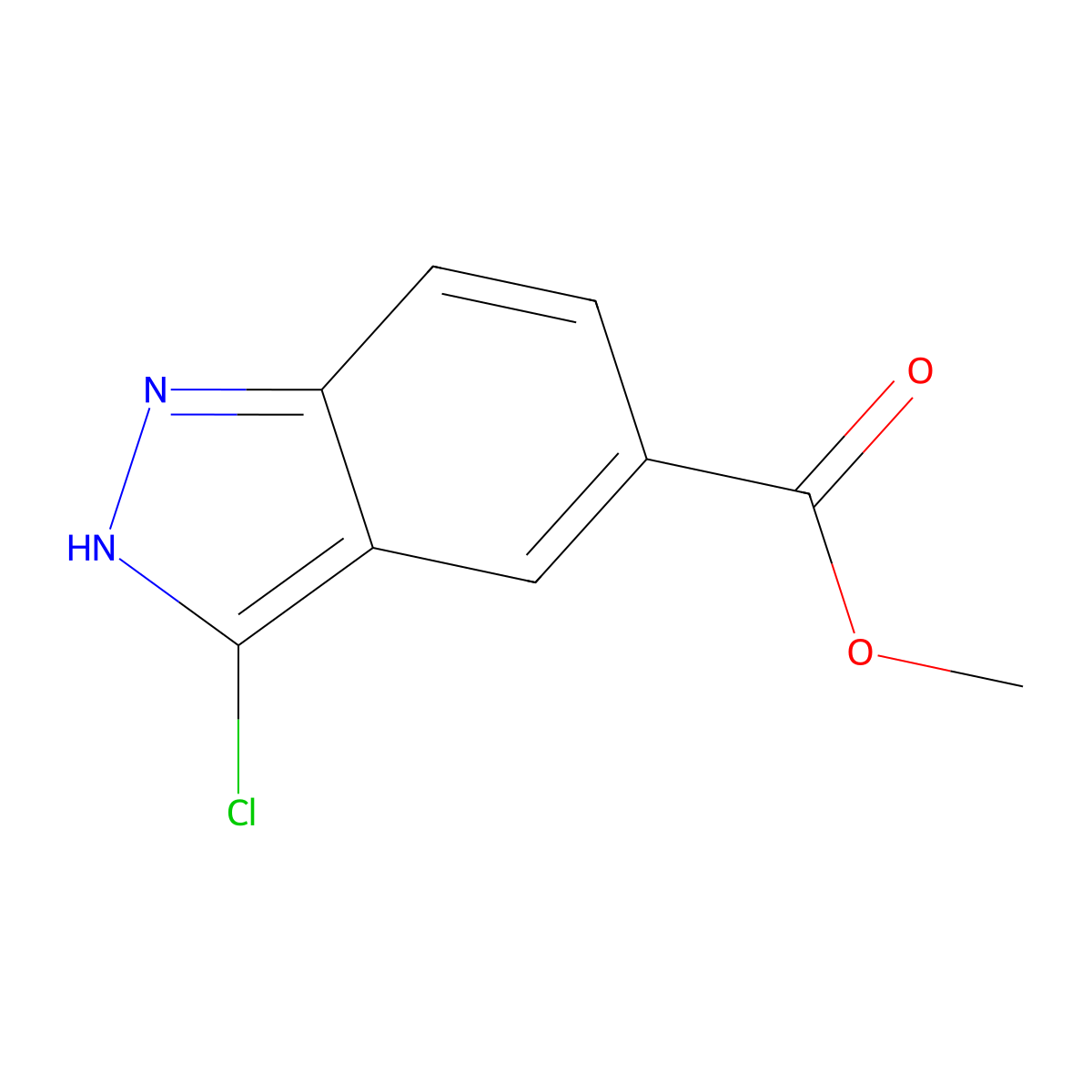 Methyl 3-chloro-1H-indazole-5-carboxylate molecular structure, CAS 1086391-00-5