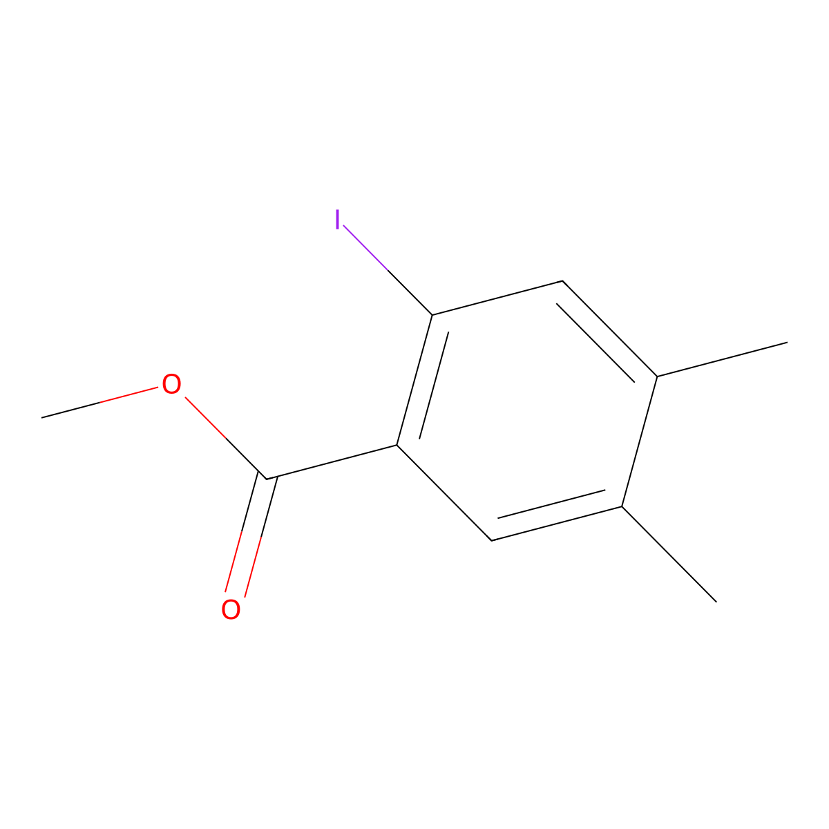 Methyl 2-iodo-4,5-dimethylbenzoate molecular structure, CAS 1086391-91-4