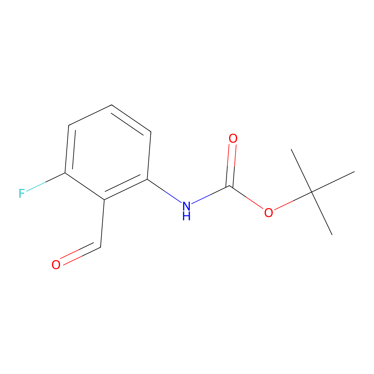 Carbamic acid, N-(3-fluoro-2-formylphenyl)-, 1,1-dimethylethyl ester molecular structure, CAS 1086392-03-1