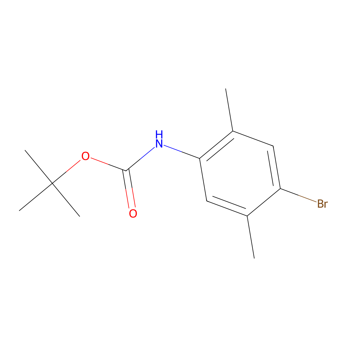 tert-Butyl (4-bromo-2,5-dimethylphenyl)carbamate molecular structure, CAS 1086392-05-3