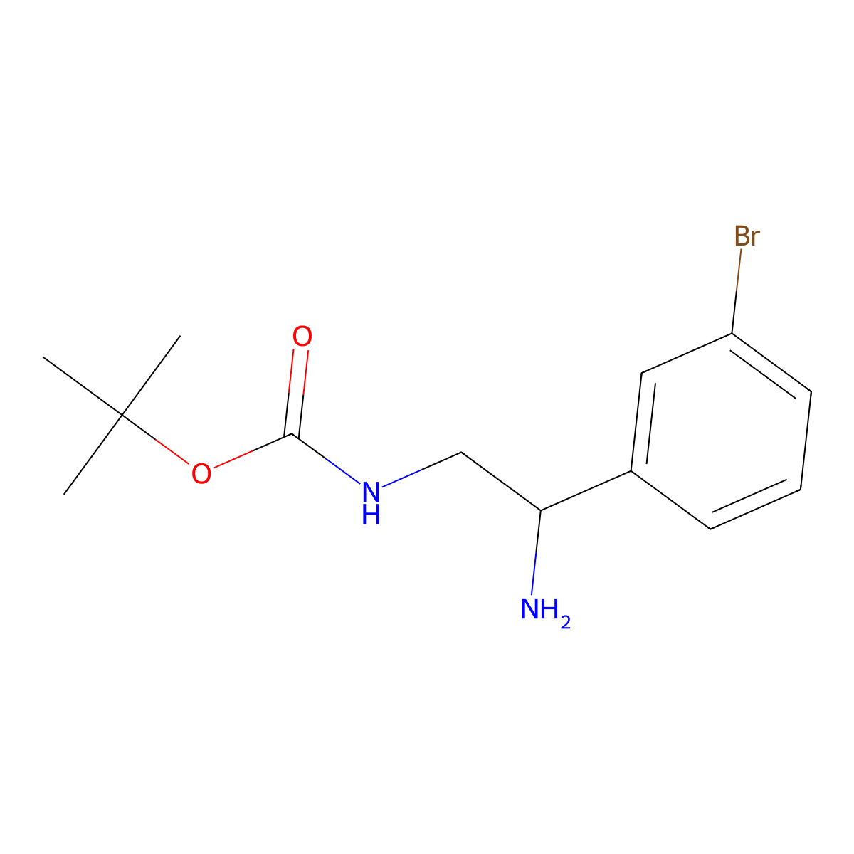 [2-Amino-2-(3-bromo-phenyl)-ethyl]-carbamic acid tert-butyl ester molecular structure, CAS 1086392-07-5