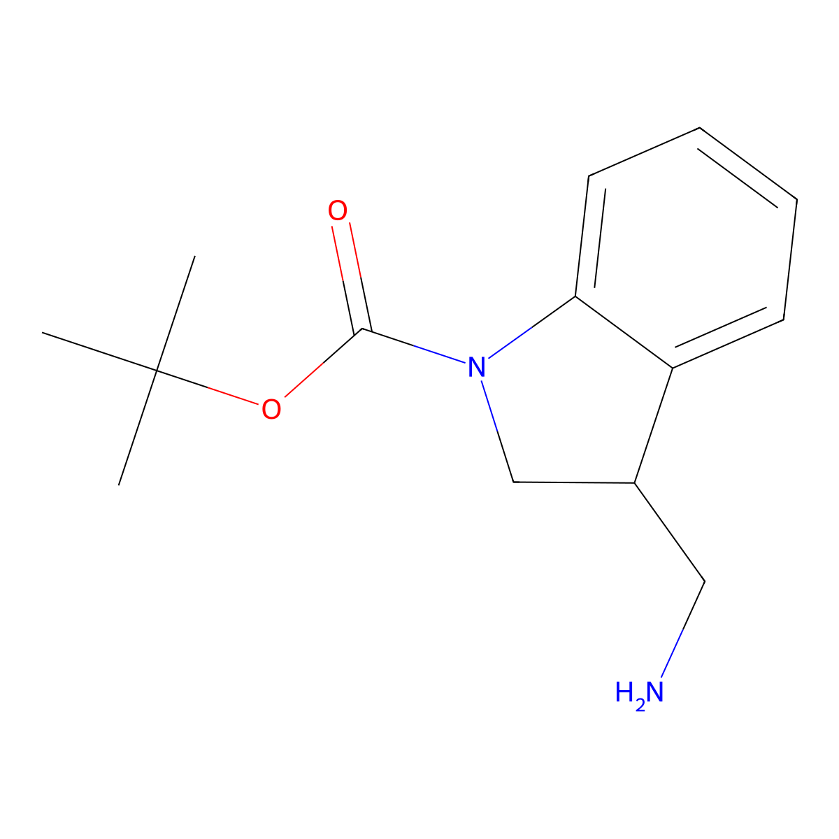 tert-Butyl 3-(aminomethyl)indoline-1-carboxylate molecular structure, CAS 1086392-24-6