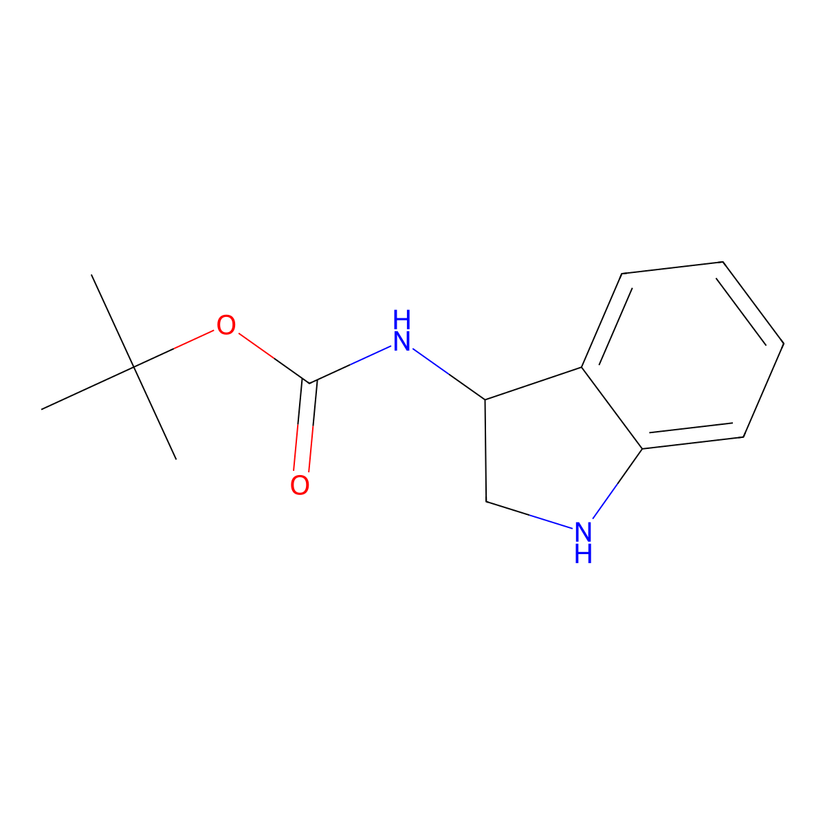 tert-Butyl indolin-3-ylcarbamate molecular structure, CAS 1086392-28-0