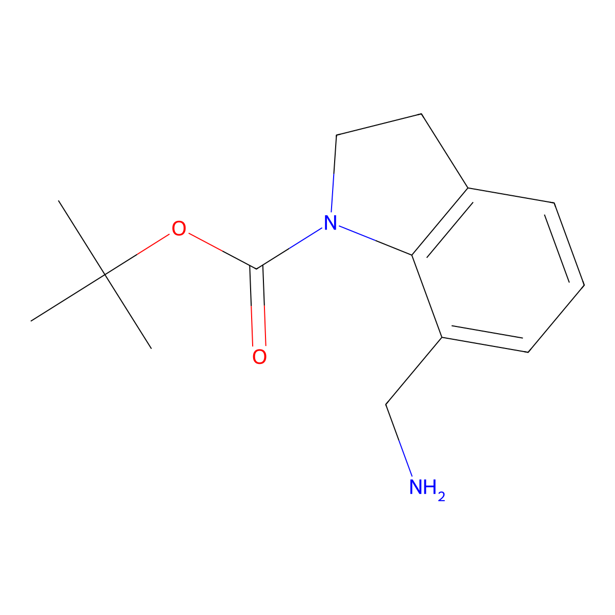 Tert-butyl 7-(aminomethyl)indoline-1-carboxylate molecular structure, CAS 1086392-30-4