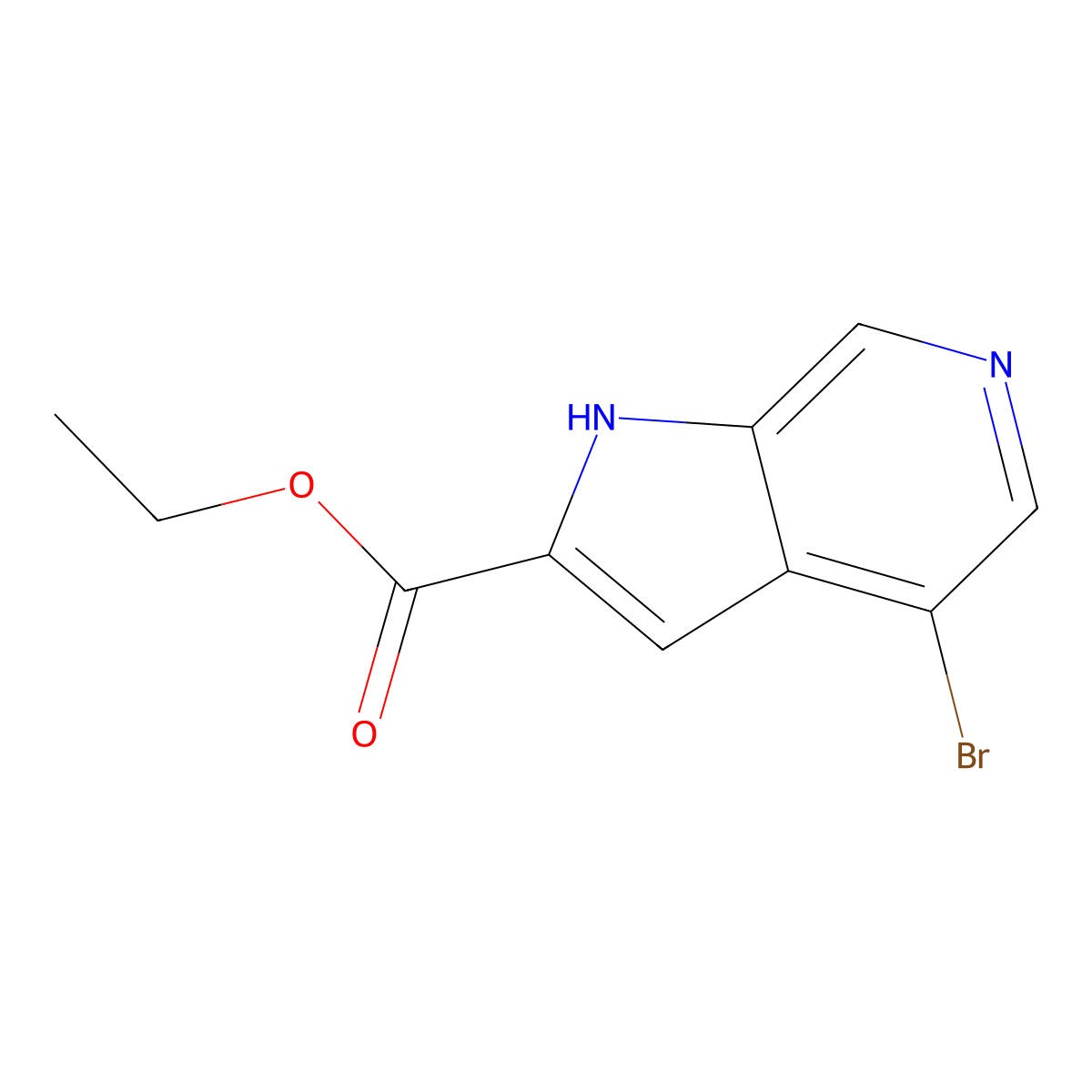 Ethyl 4-bromo-1H-pyrrolo[2,3-c]pyridine-2-carboxylate molecular structure, CAS 1086392-42-8