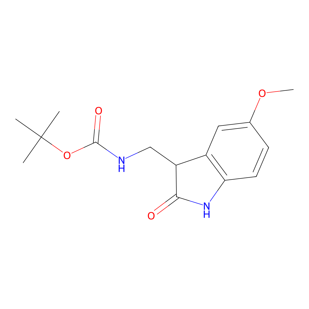 tert-Butyl ((5-methoxy-2-oxoindolin-3-yl)methyl)carbamate molecular structure, CAS 1086392-44-0