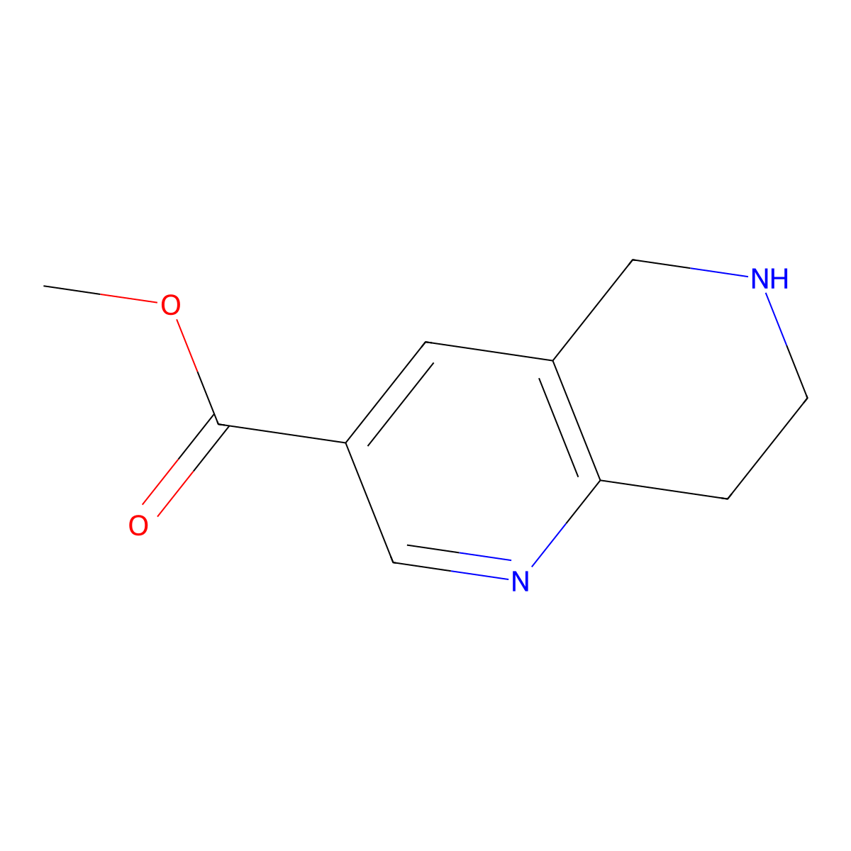 Methyl 5,6,7,8-tetrahydro-1,6-naphthyridine-3-carboxylate molecular structure, CAS 1086392-58-6
