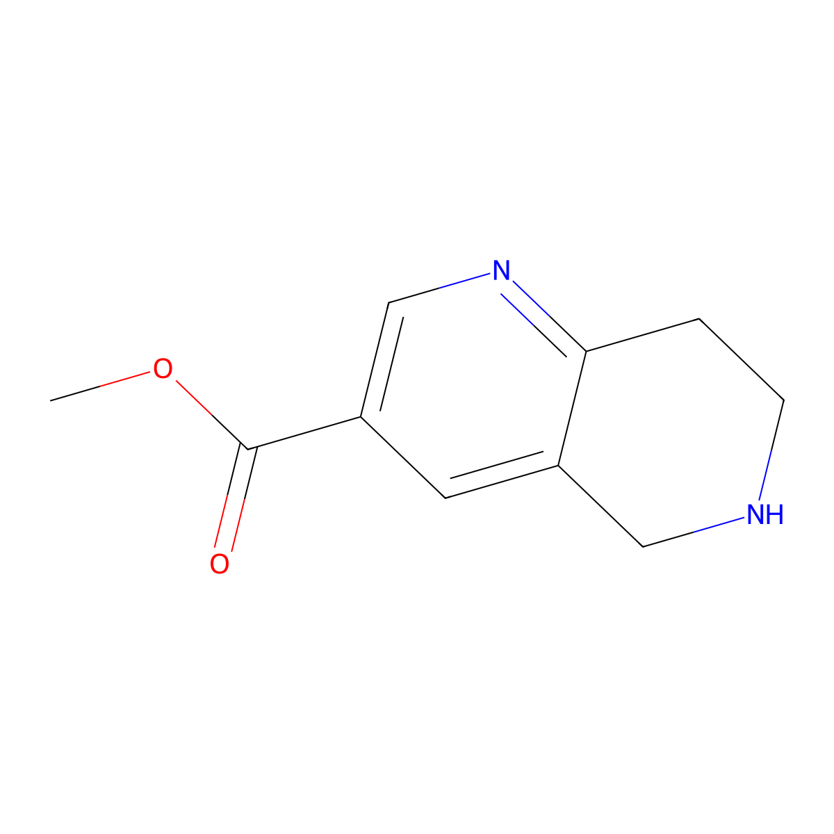 Methyl 5,6,7,8-tetrahydro-1,6-naphthyridine-3-carboxylate molecular structure, CAS 1086392-58-6