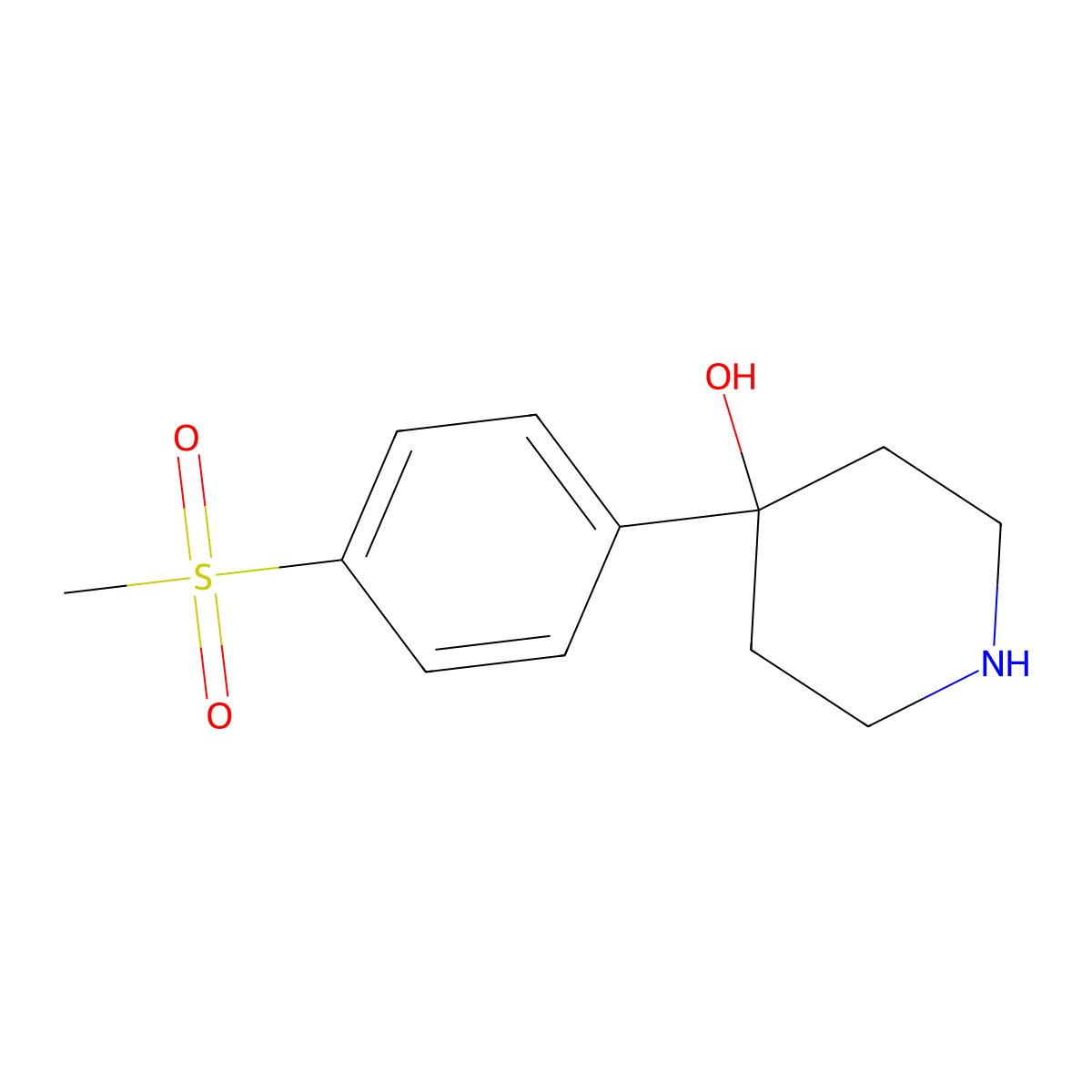 4-(4-(Methylsulfonyl)phenyl)piperidin-4-ol molecular structure, CAS 1086392-68-8