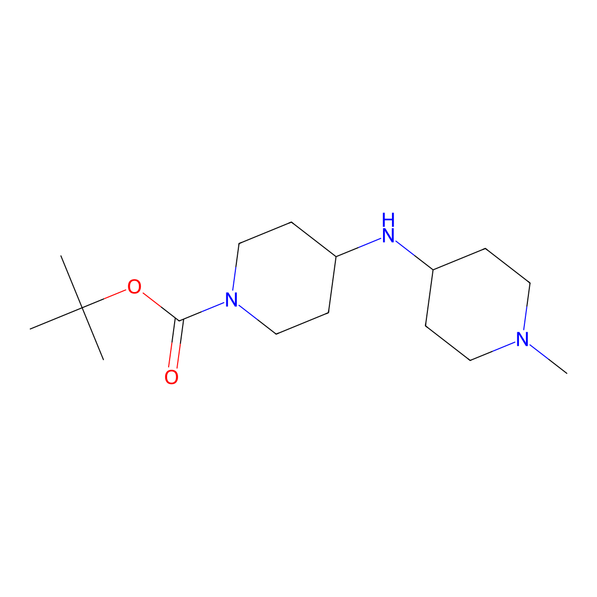 tert-Butyl 4-((1-methylpiperidin-4-yl)amino)piperidine-1-carboxylate molecular structure, CAS 1086392-70-2