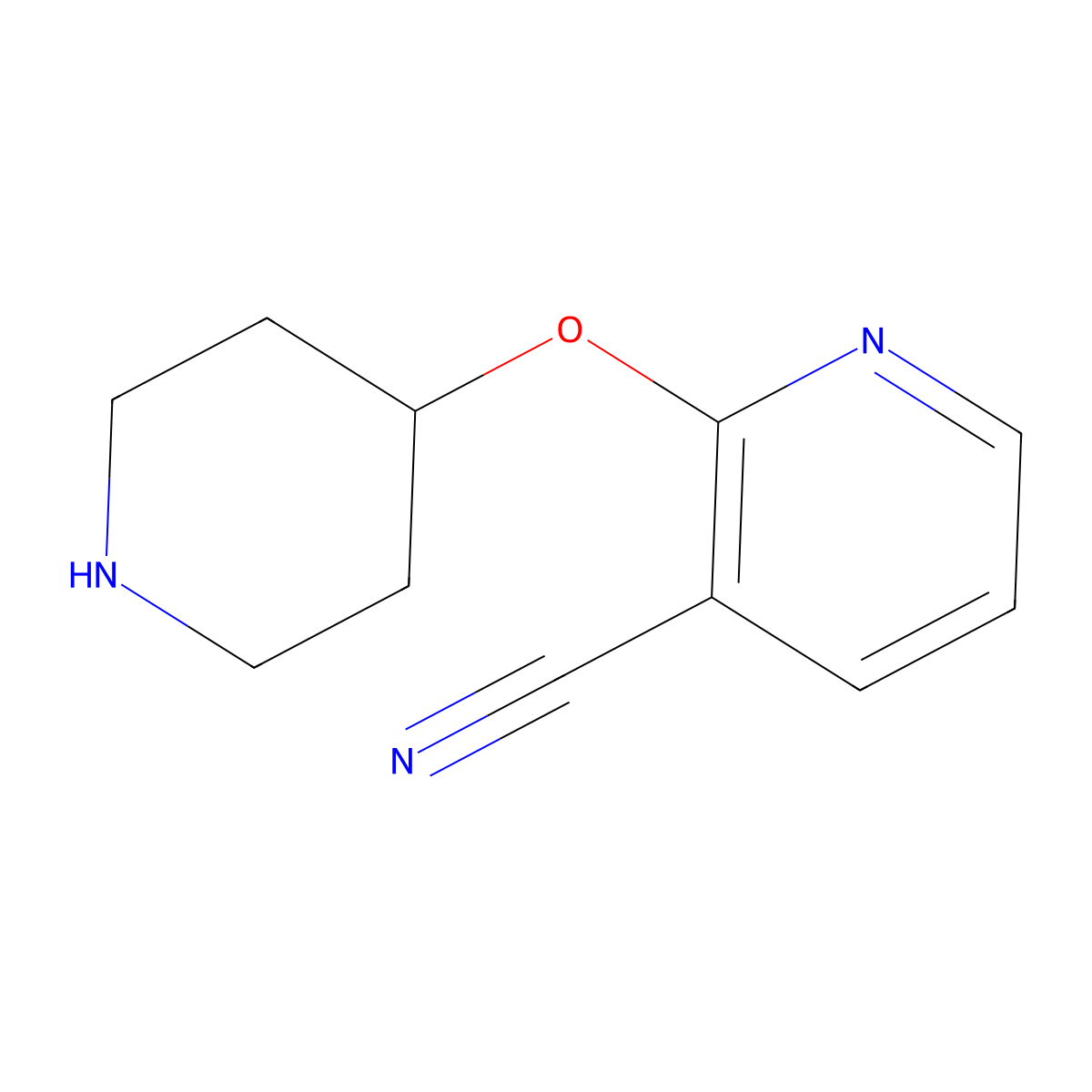 2-(Piperidin-4-yloxy)nicotinonitrile molecular structure, CAS 1086392-82-6