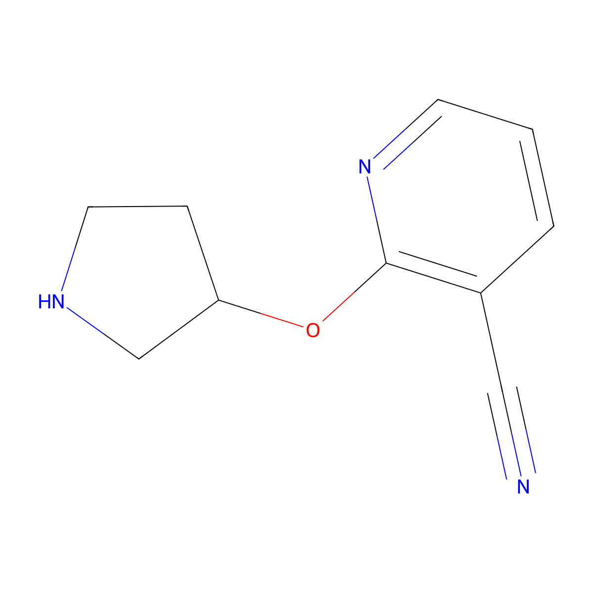 2-(Pyrrolidin-3-yloxy)nicotinonitrile molecular structure, CAS 1086392-84-8