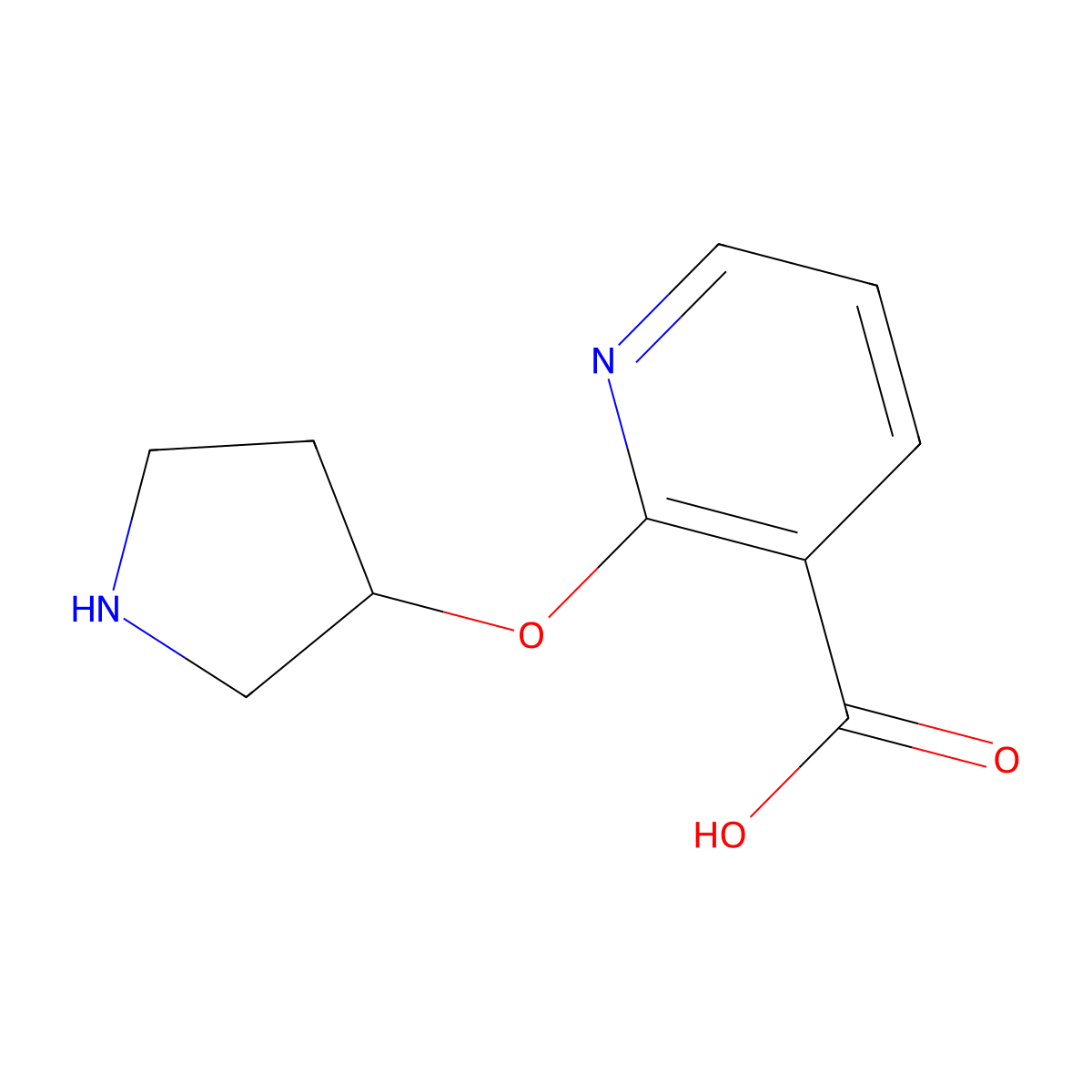 2-(Pyrrolidin-3-yloxy)nicotinic acid molecular structure, CAS 1086392-86-0