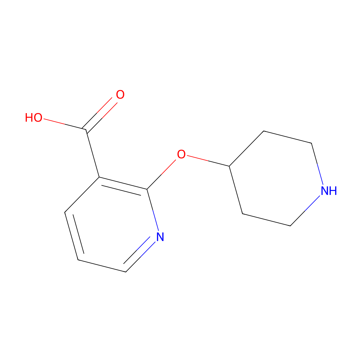 2-(Piperidin-4-yloxy)nicotinic acid molecular structure, CAS 1086392-90-6