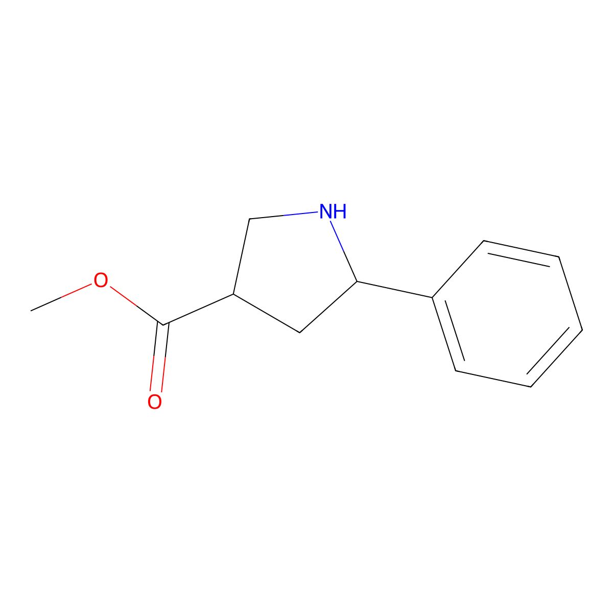 Methyl 5-phenyl-pyrrolidine-3-carboxylate molecular structure, CAS 1086393-06-7