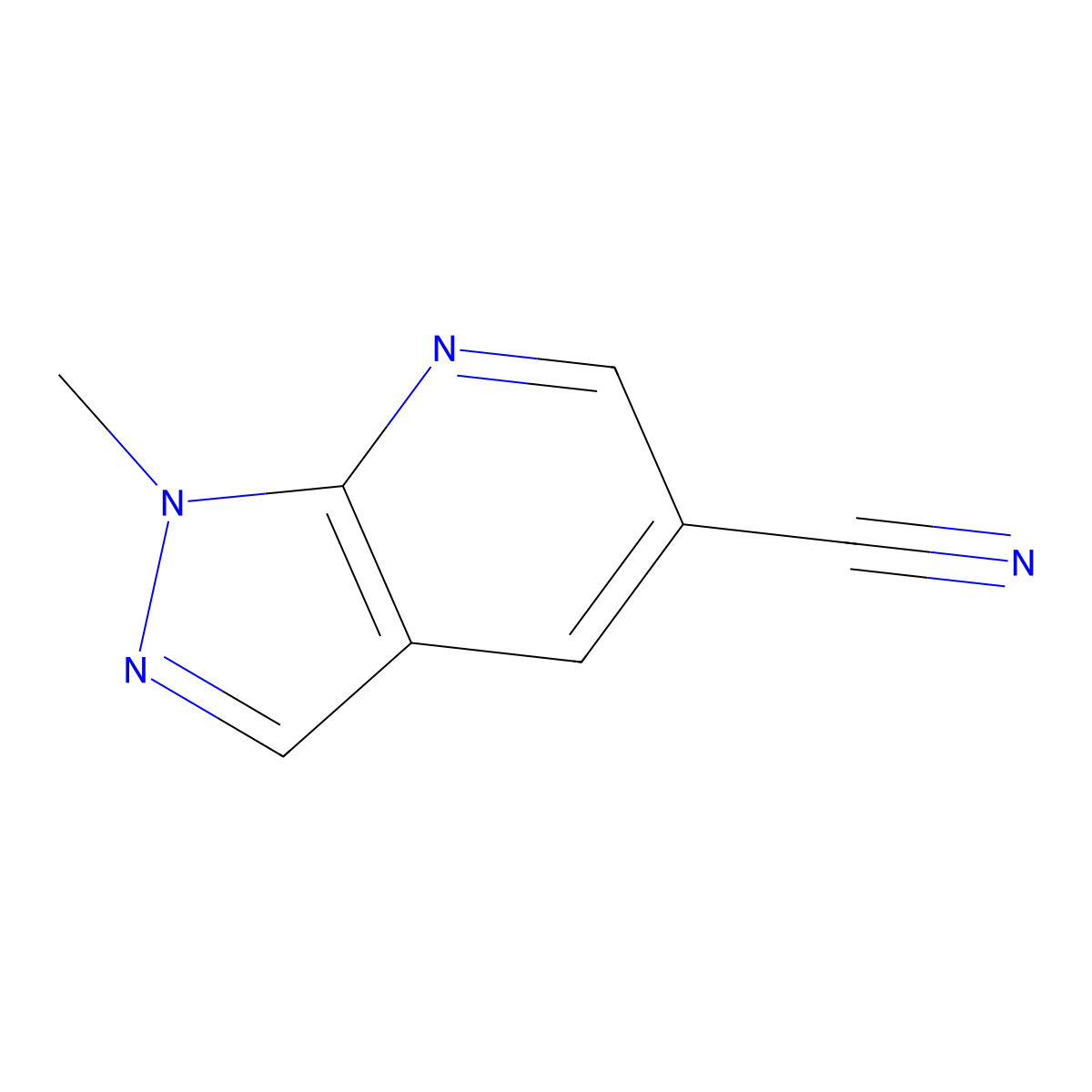 1-methyl-1H-pyrazolo[3,4-b]pyridine-5-carbonitrile molecular structure, CAS 1086393-45-4