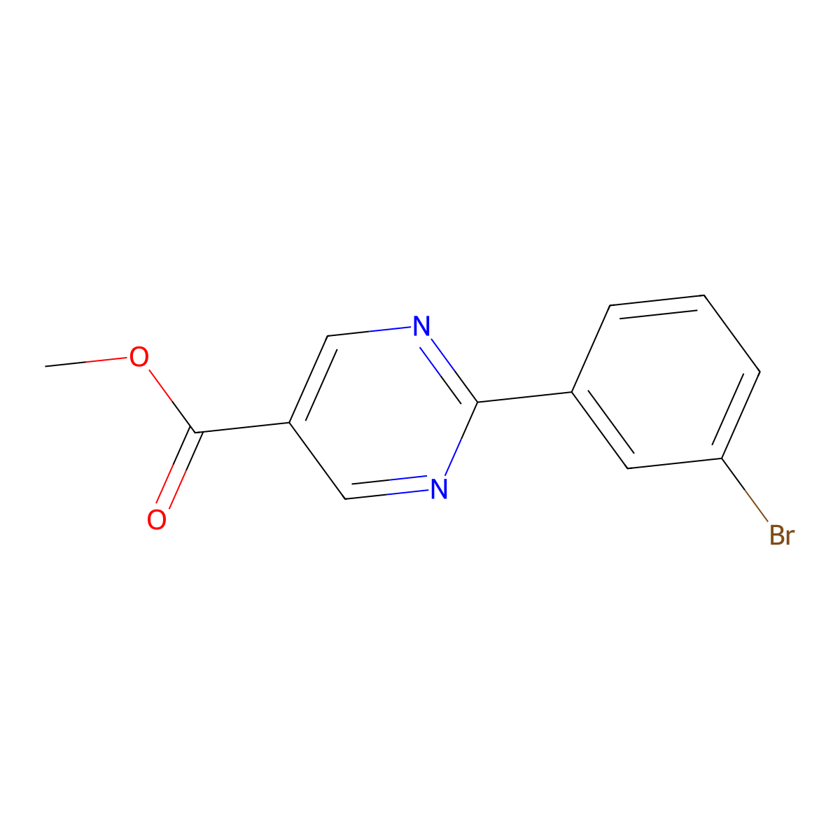 Methyl 2-(3-bromophenyl)pyrimidine-5-carboxylate molecular structure, CAS 1086393-68-1