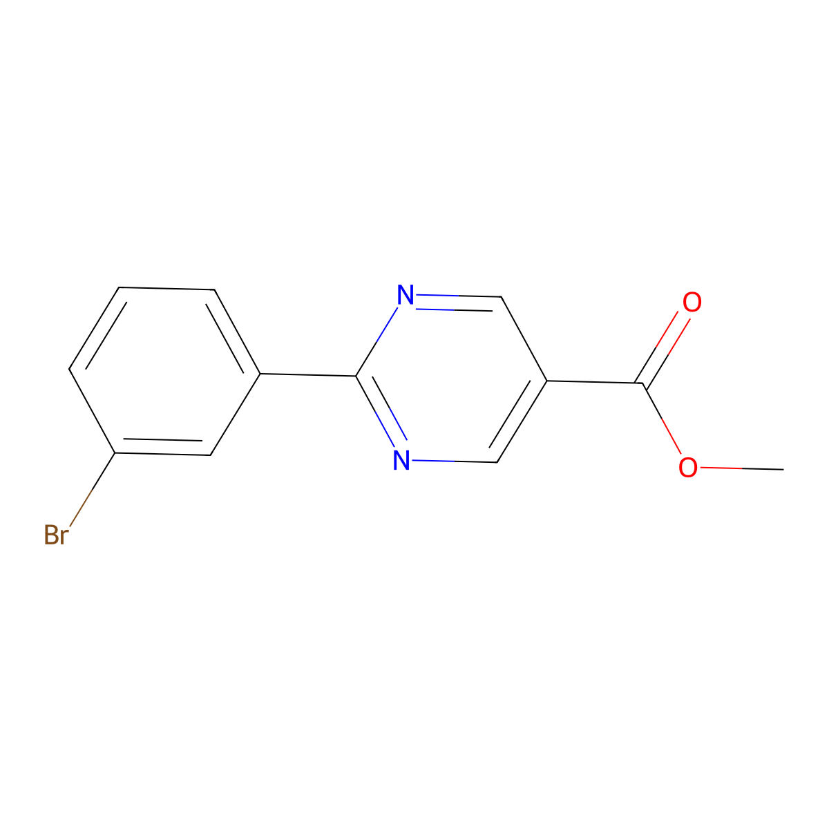 Methyl 2-(3-bromophenyl)pyrimidine-5-carboxylate molecular structure, CAS 1086393-68-1