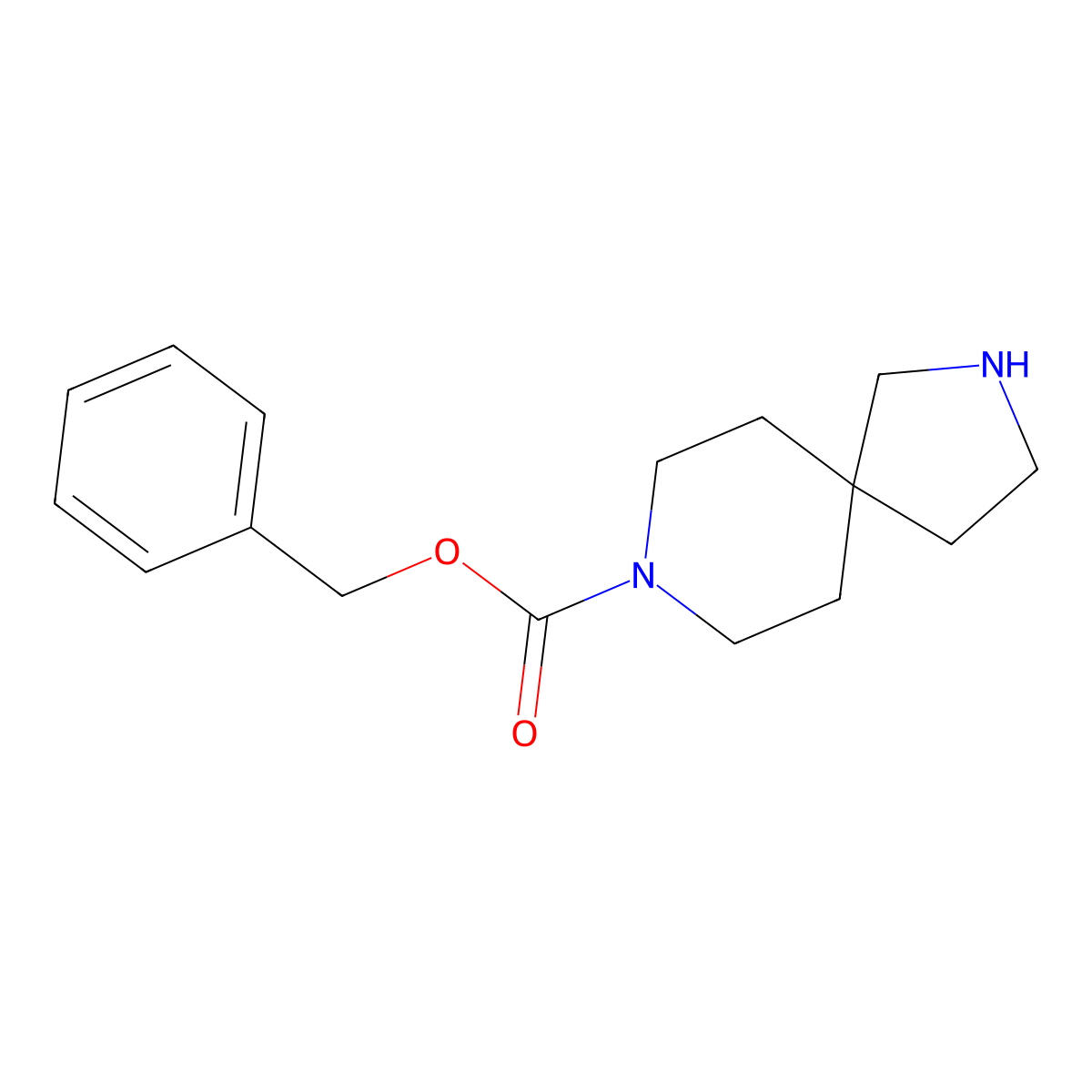 Benzyl 2,8-diazaspiro[4.5]decane-8-carboxylate molecular structure, CAS 1086394-65-1