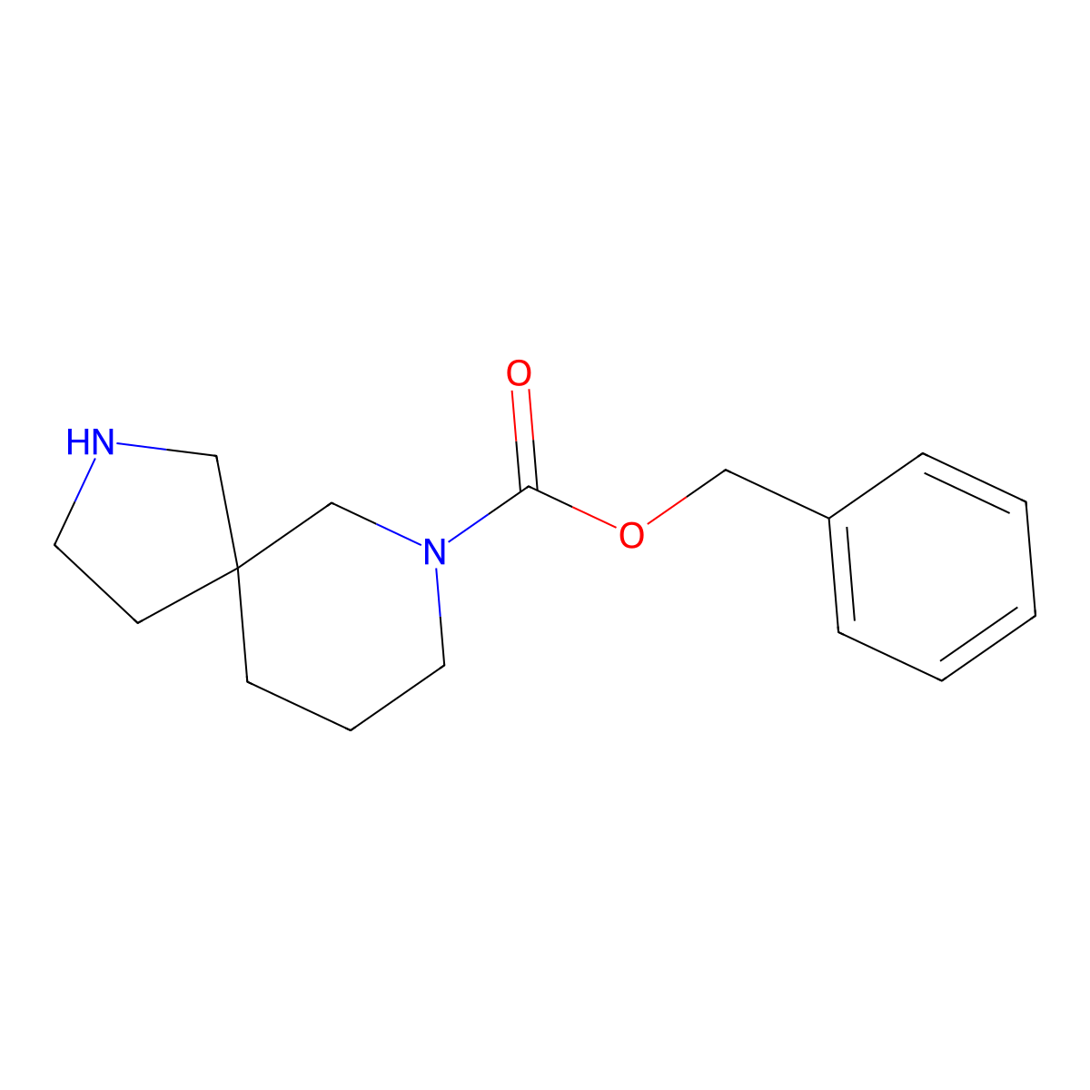 Benzyl 2,7-diazaspiro[4.5]decane-7-carboxylate molecular structure, CAS 1086394-70-8